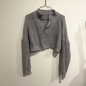 Gray Women's Cropped Sweater